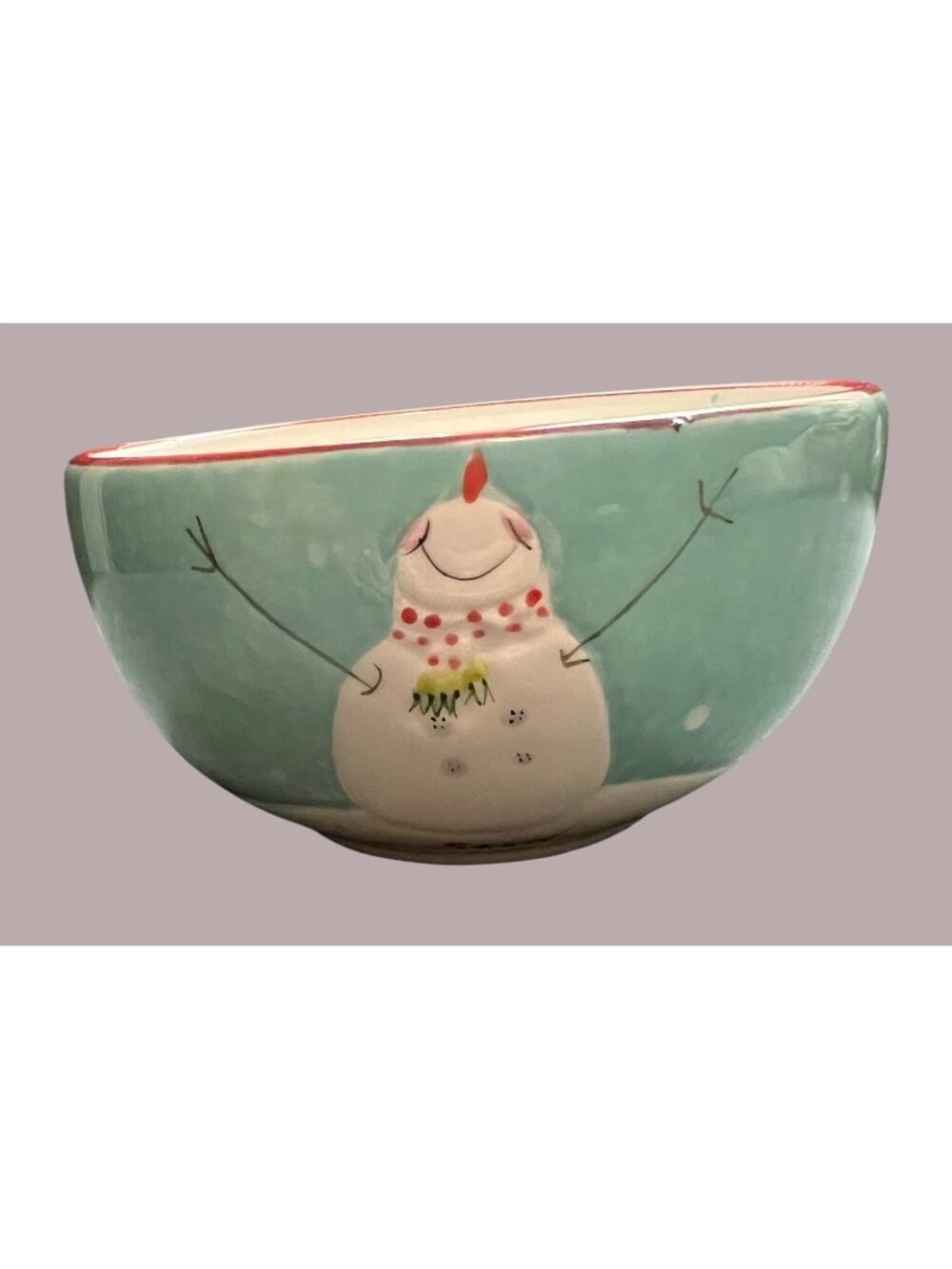 Oneida Merry Friends Snowman Ceramic Bowl 5.5" Diameter Dishwasher & Microwave S